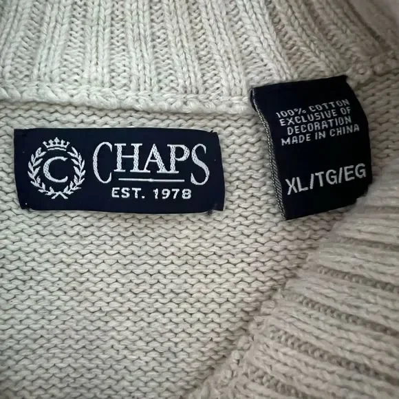 Chaps Fair Isle Nordic Cotton Pullover Mens XL Mock Neck Sweater Apres Chalet - Picture 5 of 16